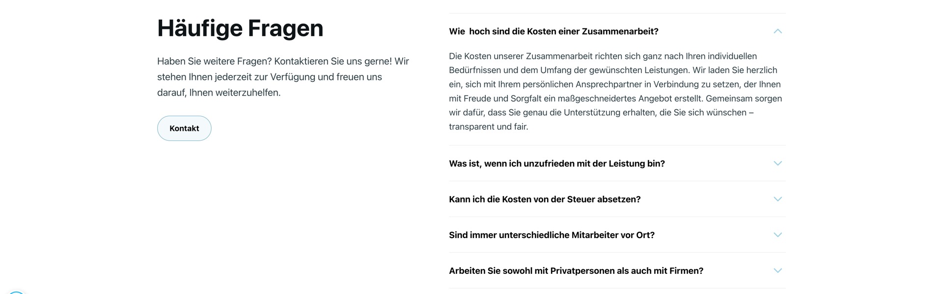 Ausschnitt 6 von 6 der Website von SüdWest Gebäudereinigung, Stuttgart