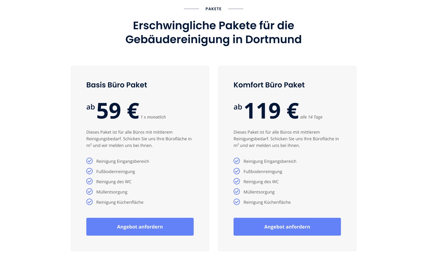 Ausschnitt 4 von 5 der Website von ReinigungsMeister, Dortmund