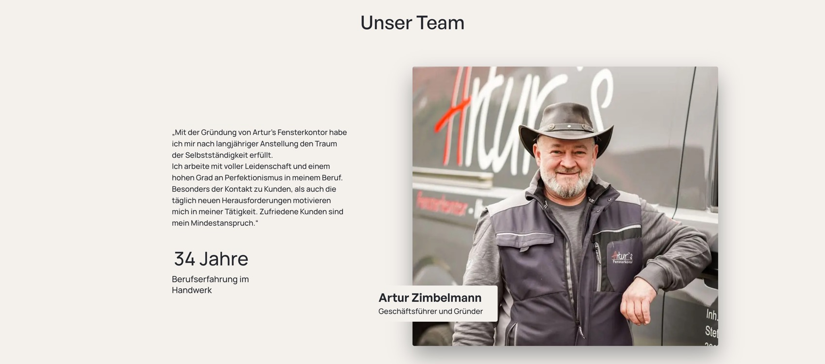Ausschnitt 6 von 6 der Website von Artur’s Fensterkontor, Hannover