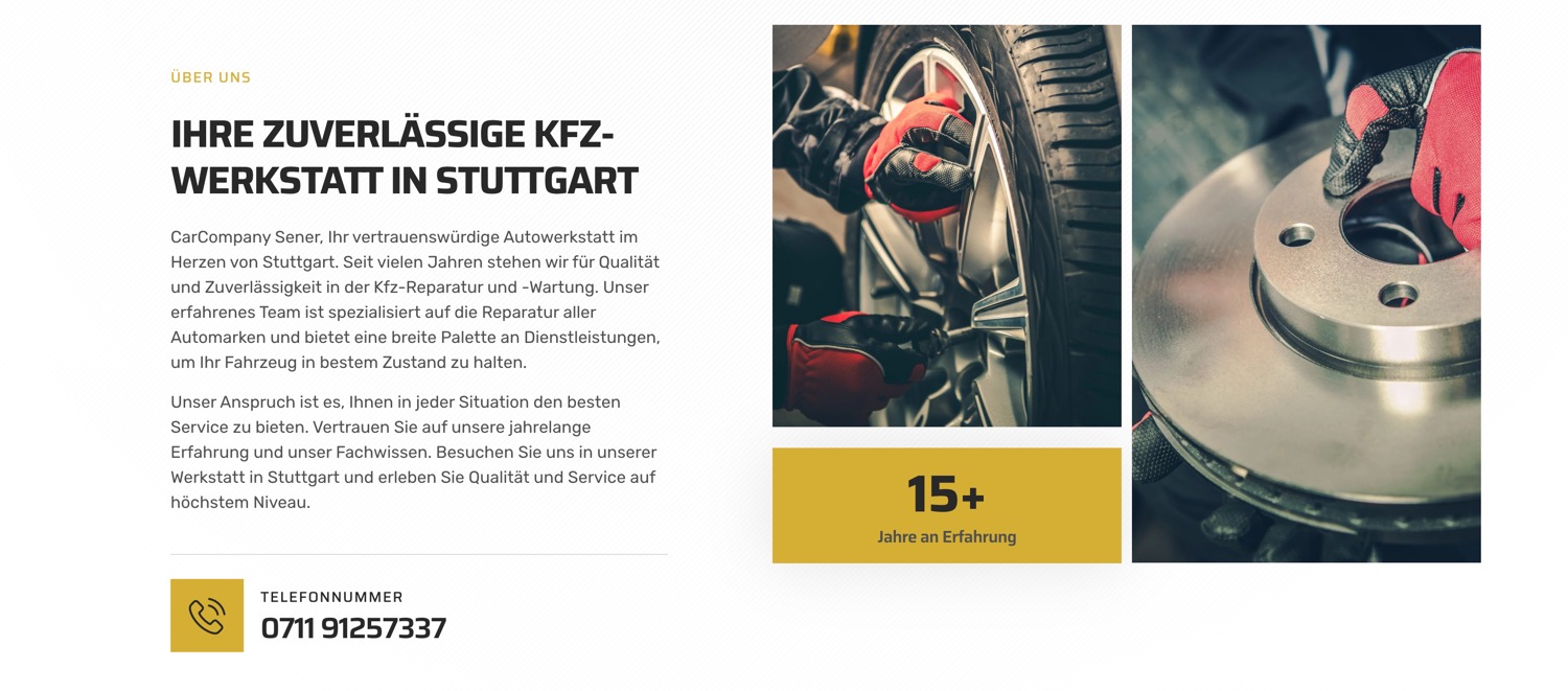 Ausschnitt 6 von 6 der Website von CarCompany Sener, Stuttgart