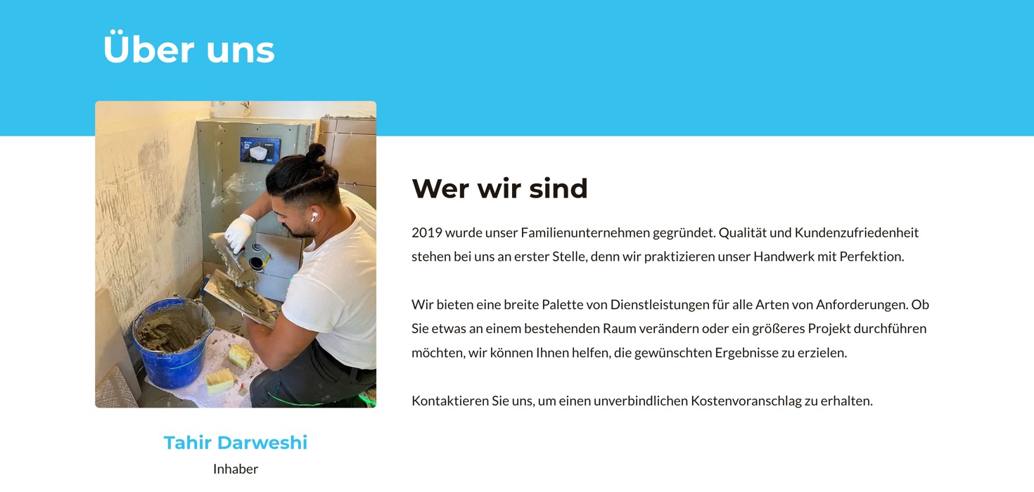 Ausschnitt 4 von 6 der Website von Darweshi Fliesen – Platten – Mosaik, München