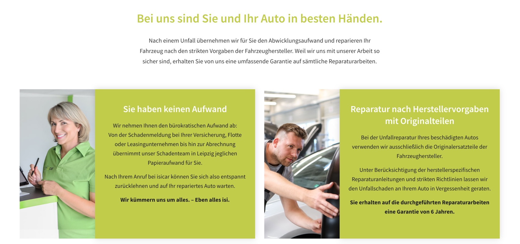 Ausschnitt 6 von 6 der Website von isicar, Leipzig