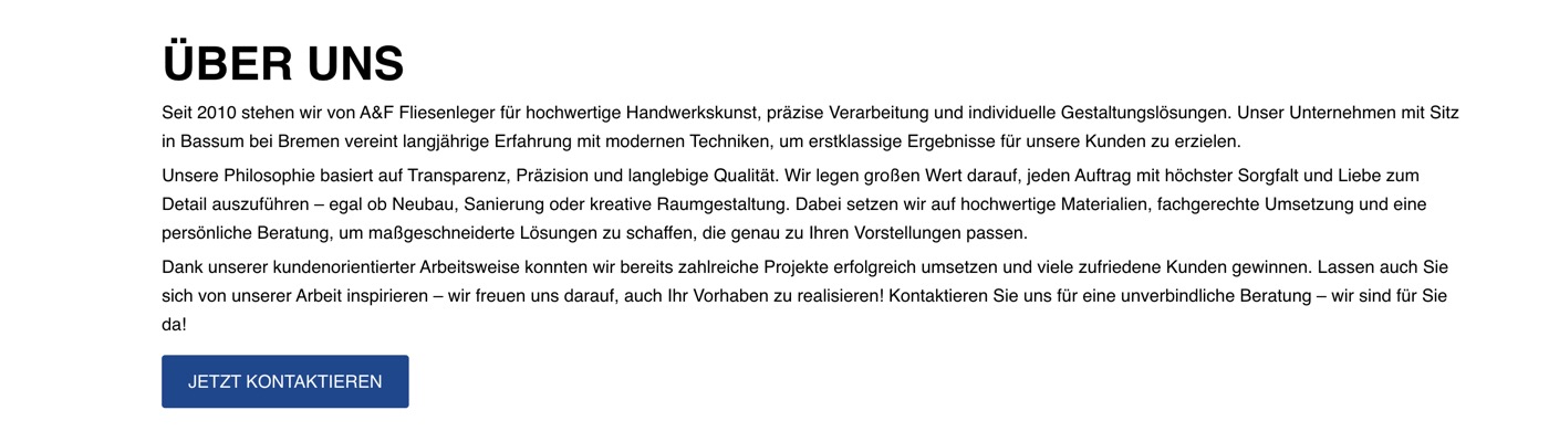 Ausschnitt 5 von 6 der Website von A&F Fliesenleger, Bremen