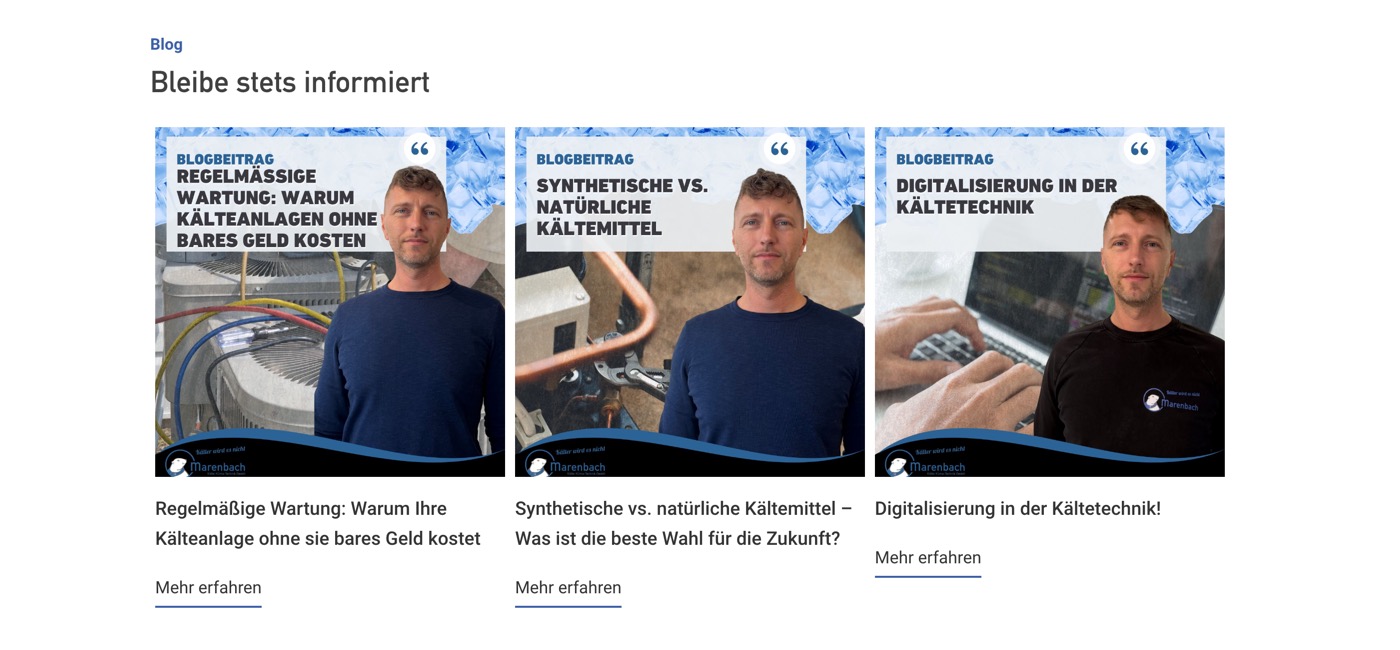 Ausschnitt 4 von 5 der Website von Marenbach Kälte-Klima-Technik, Rhein-Sieg-Kreis