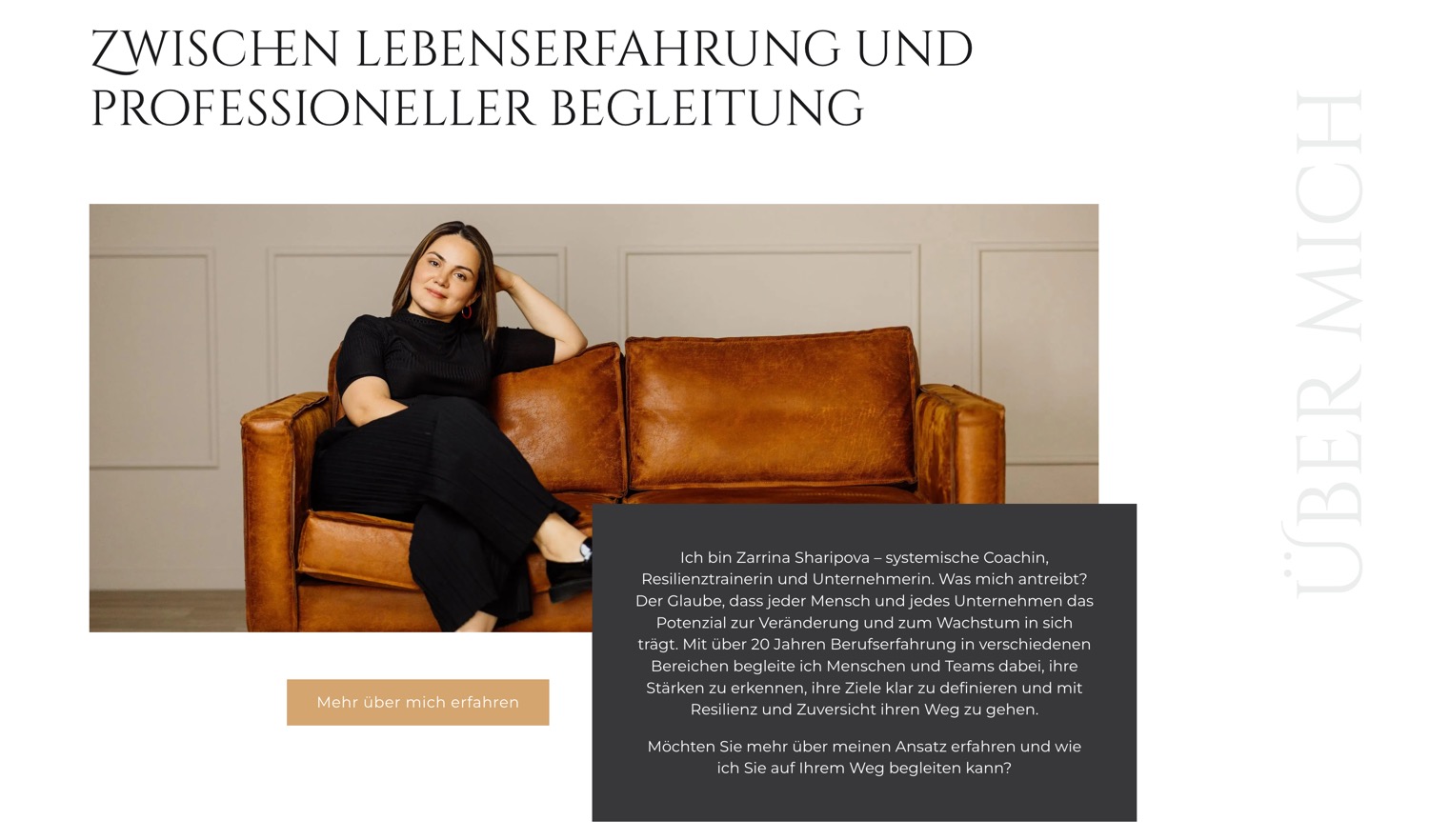 Ausschnitt 1 von 5 der Website von Zarrina Sharipova Coaching und Resilienztraining, Erfurt