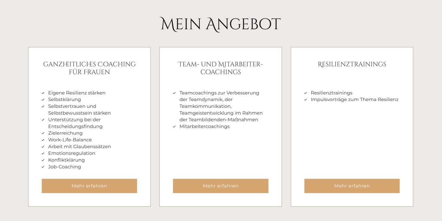 Ausschnitt 3 von 5 der Website von Zarrina Sharipova Coaching und Resilienztraining, Erfurt