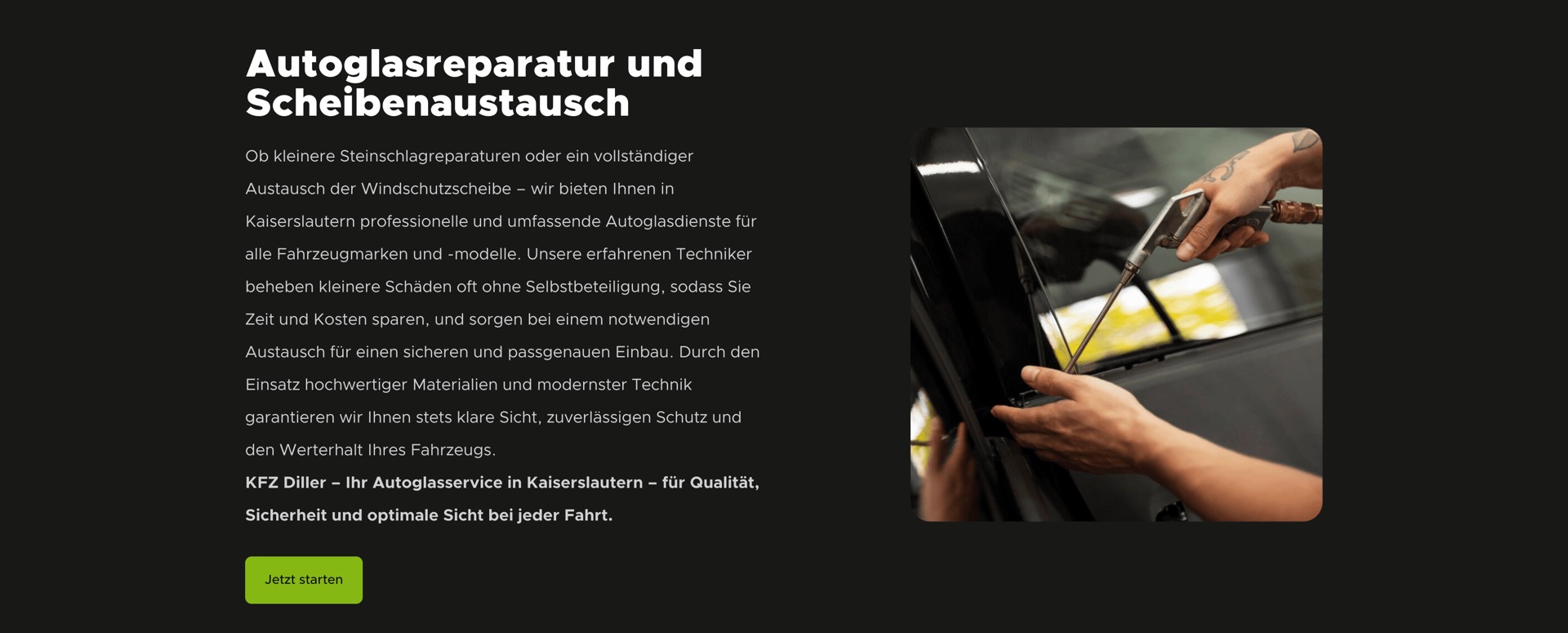 Ausschnitt 4 von 5 der Website von KFZ Diller, Landkreis Kaiserslautern