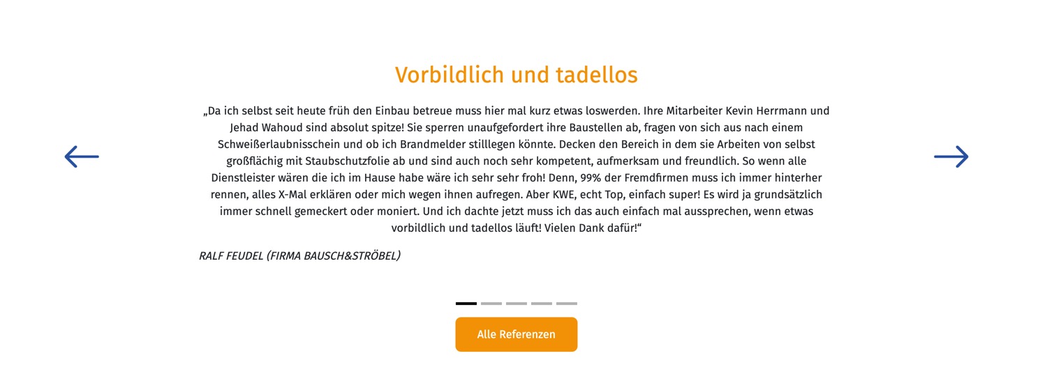 Ausschnitt 4 von 6 der Website von Kälte‑Technik KWE, Stuttgart