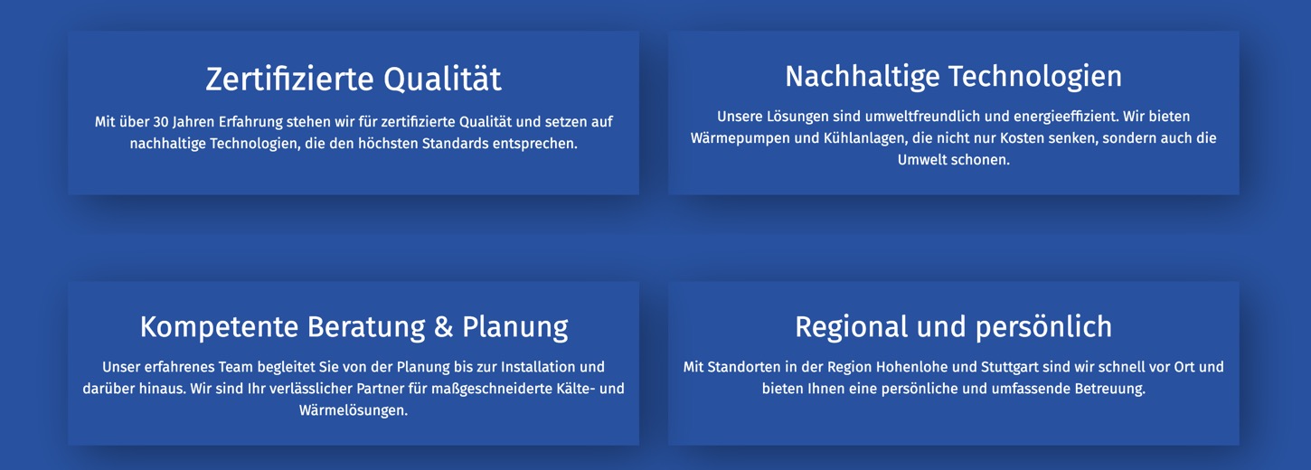 Ausschnitt 5 von 6 der Website von Kälte‑Technik KWE, Stuttgart