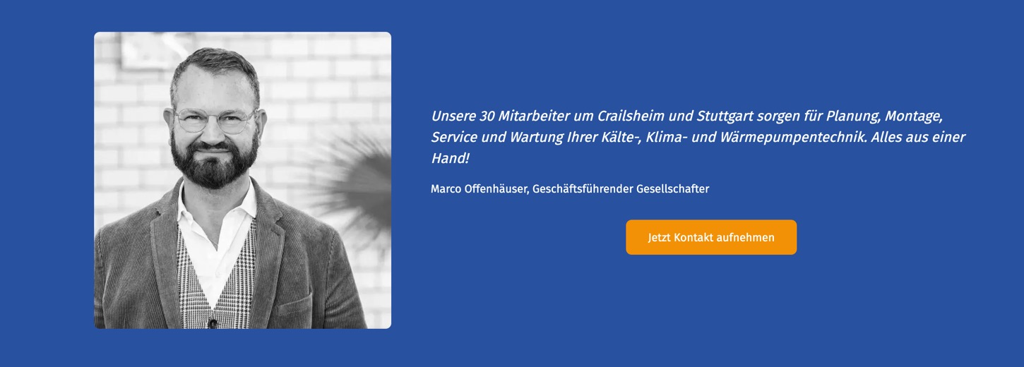 Ausschnitt 6 von 6 der Website von Kälte‑Technik KWE, Stuttgart