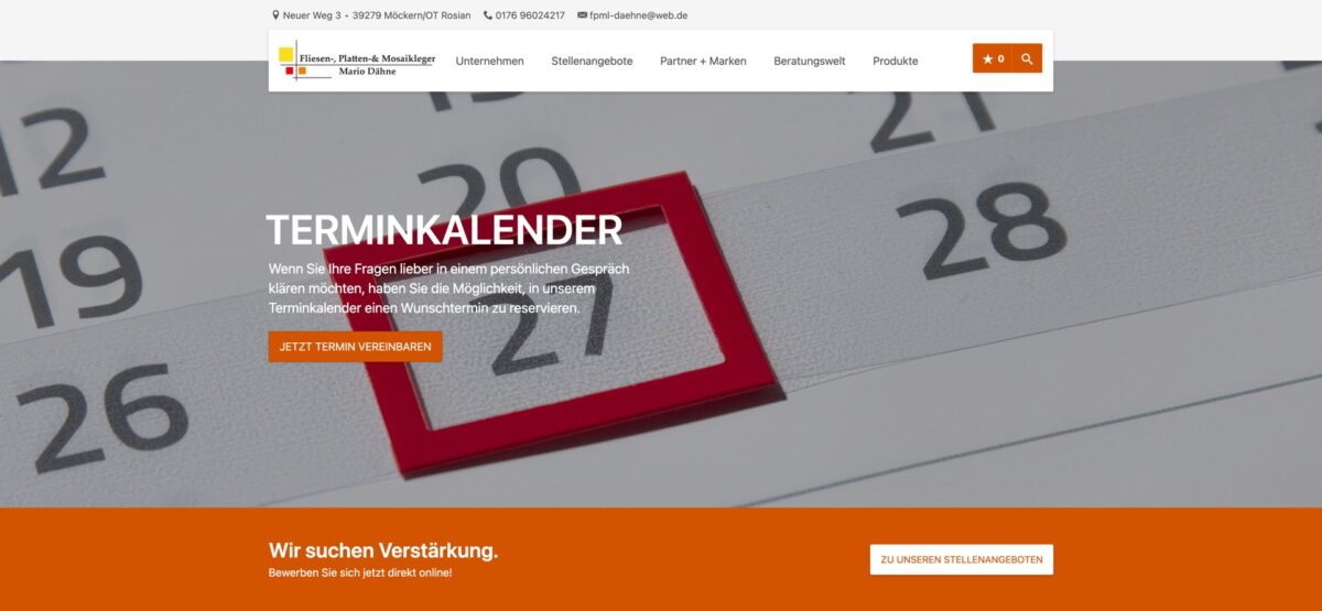 Screenshot der Website