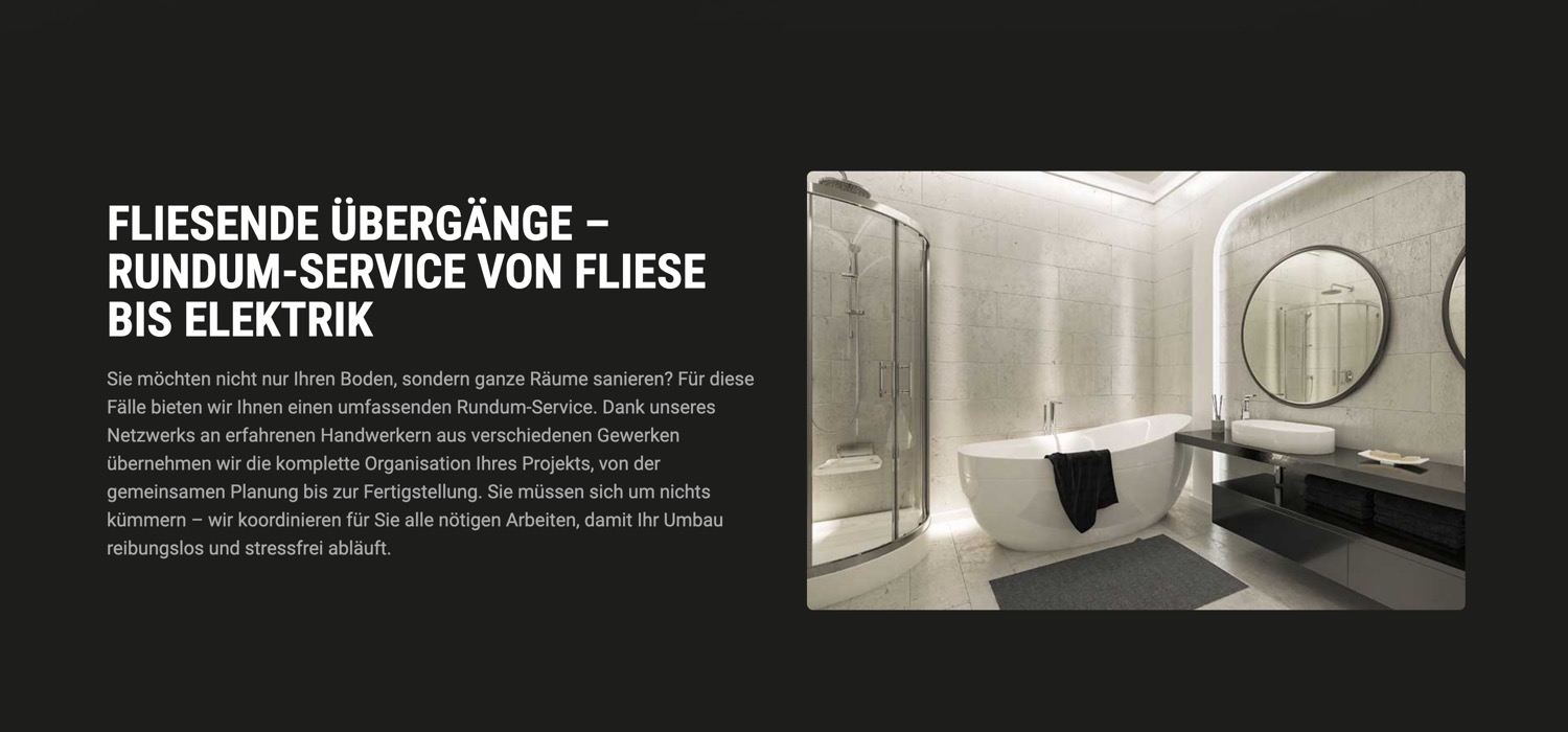 Ausschnitt 6 von 6 der Website von Sattler Fliesen, Landkreis Greiz