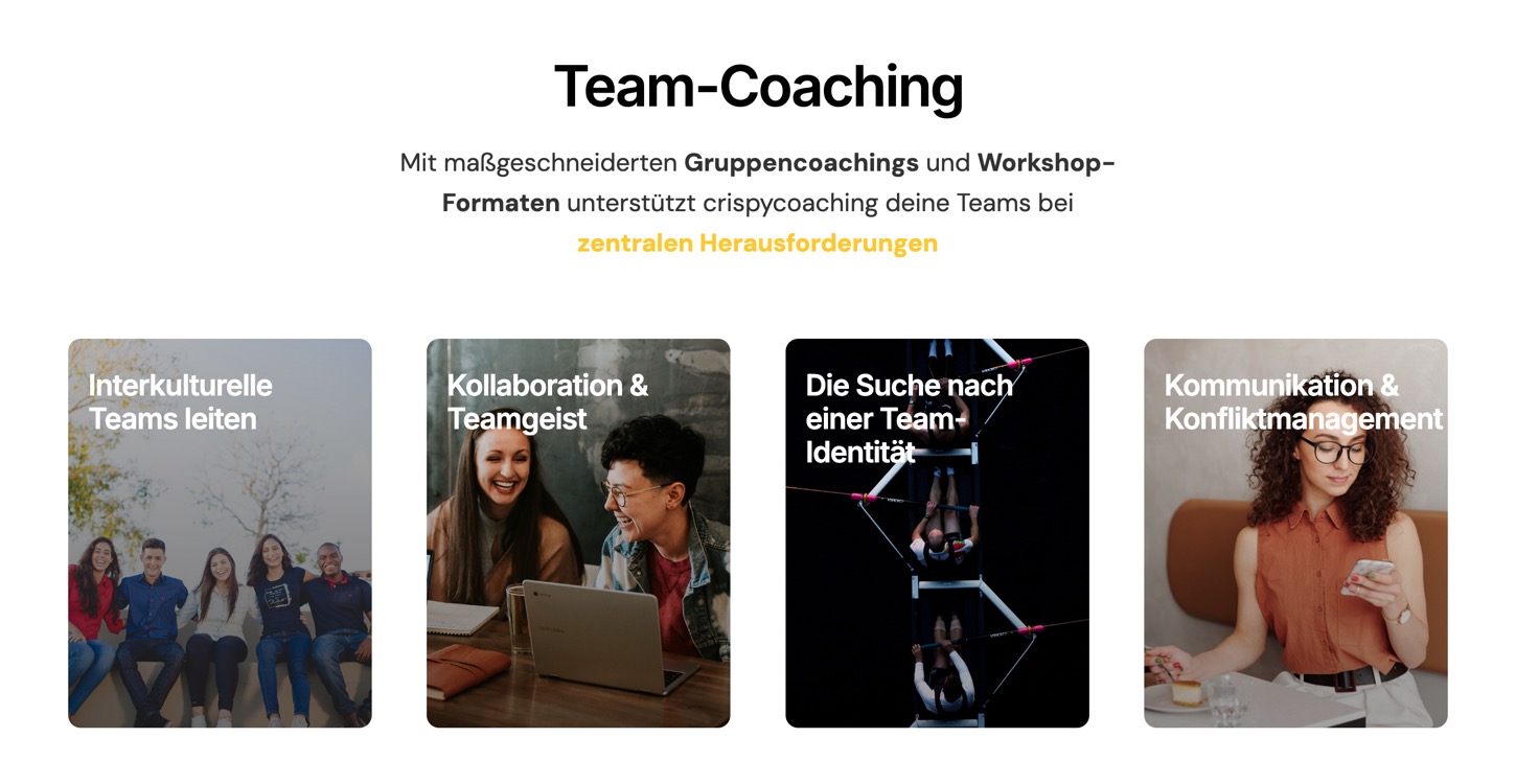 Ausschnitt 3 von 5 der Website von CrispyCoaching, Berlin