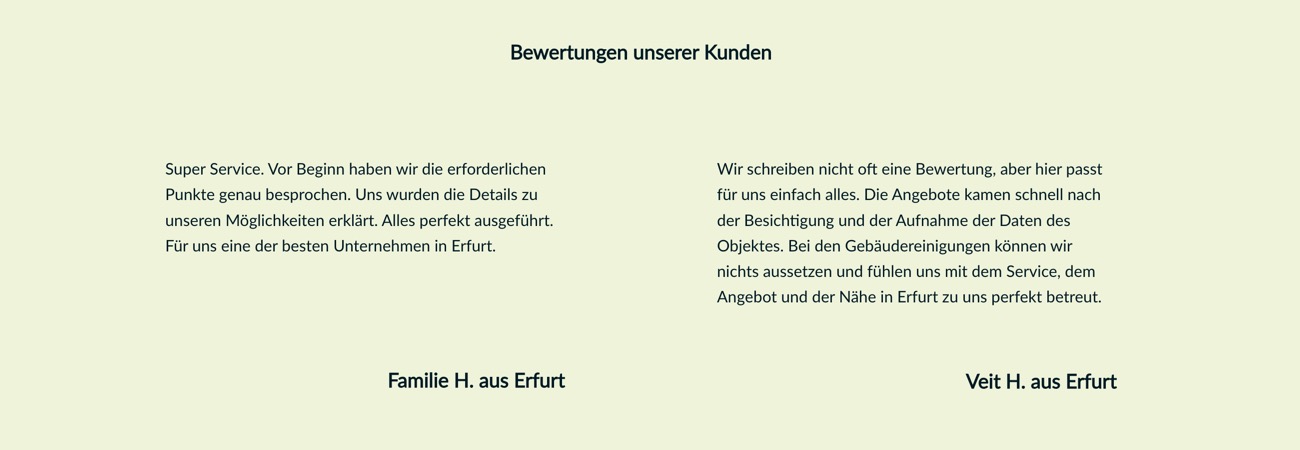 Ausschnitt 4 von 5 der Website von Gebäudereinigung Mados, Erfurt