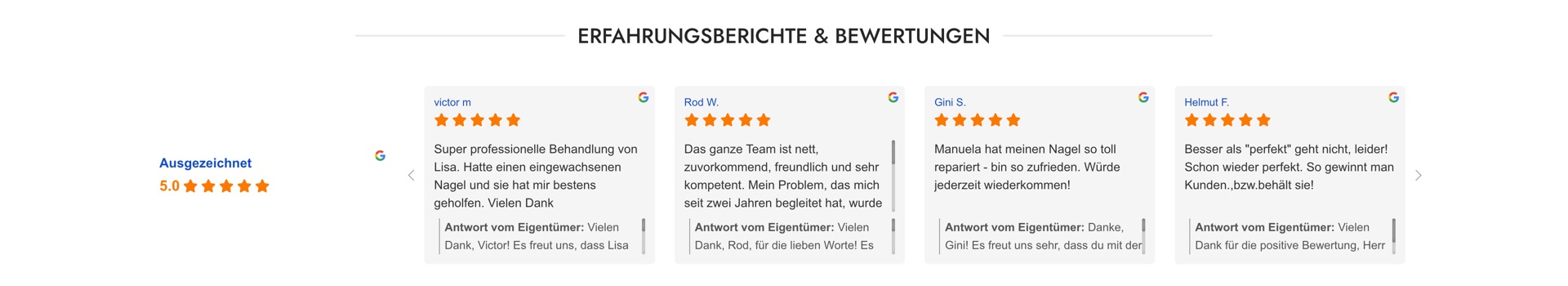 Ausschnitt 3 von 3 der Website von Podologie Berlin, Berlin