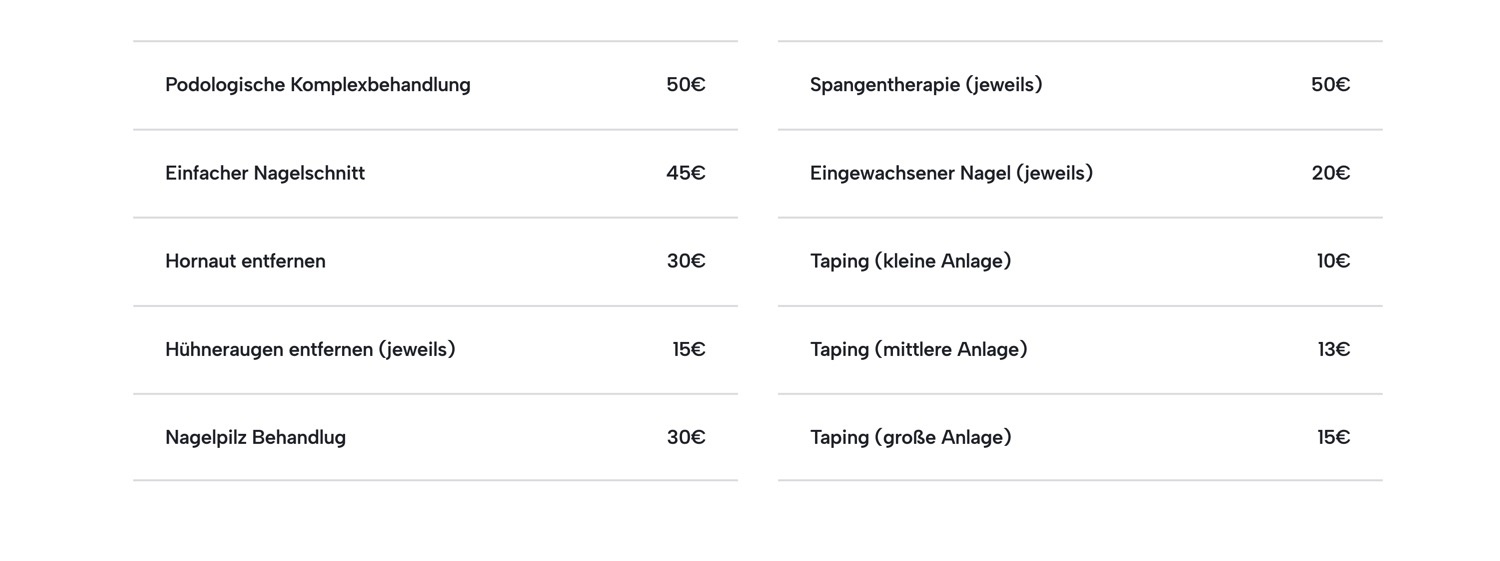 Ausschnitt 3 von 4 der Website von Podologikum Köln Ehrenfeld, Köln