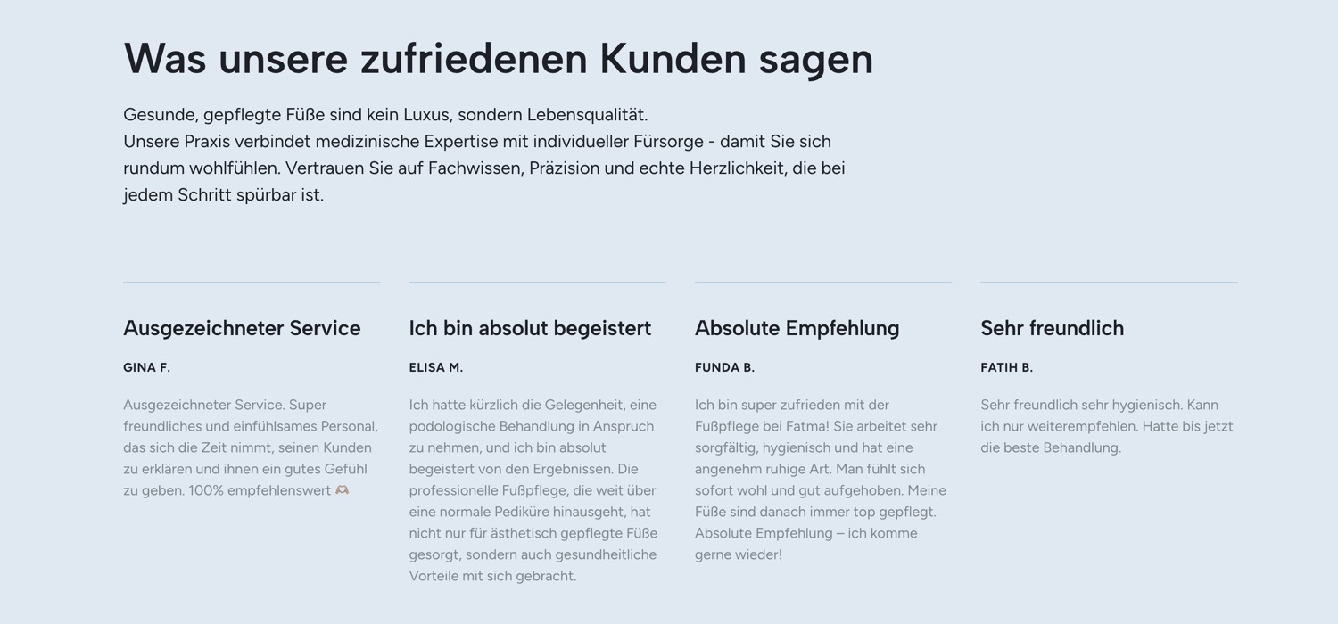 Ausschnitt 4 von 4 der Website von Podologikum Köln Ehrenfeld, Köln