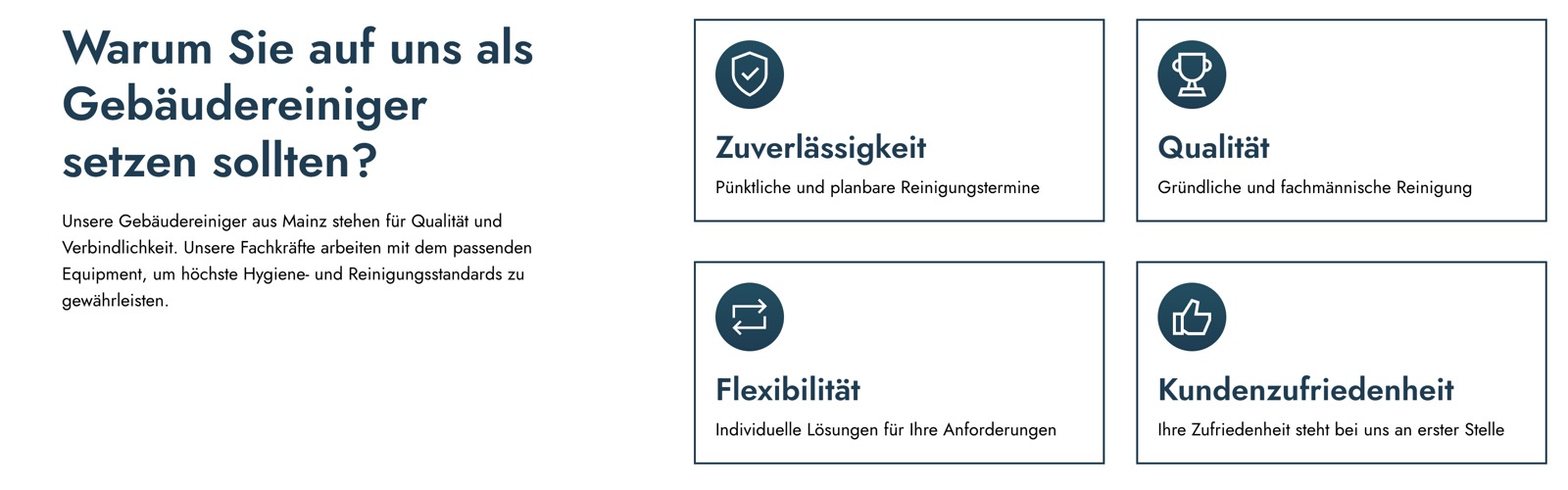 Ausschnitt 3 von 5 der Website von NR Gebäudereinigung, Mainz