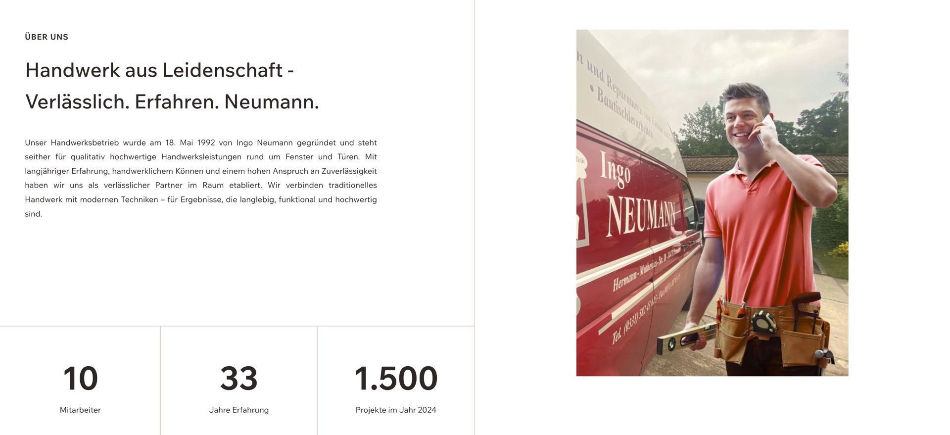 Ausschnitt 1 von 3 der Website von Neumann | Fenster & Türen, Potsdam