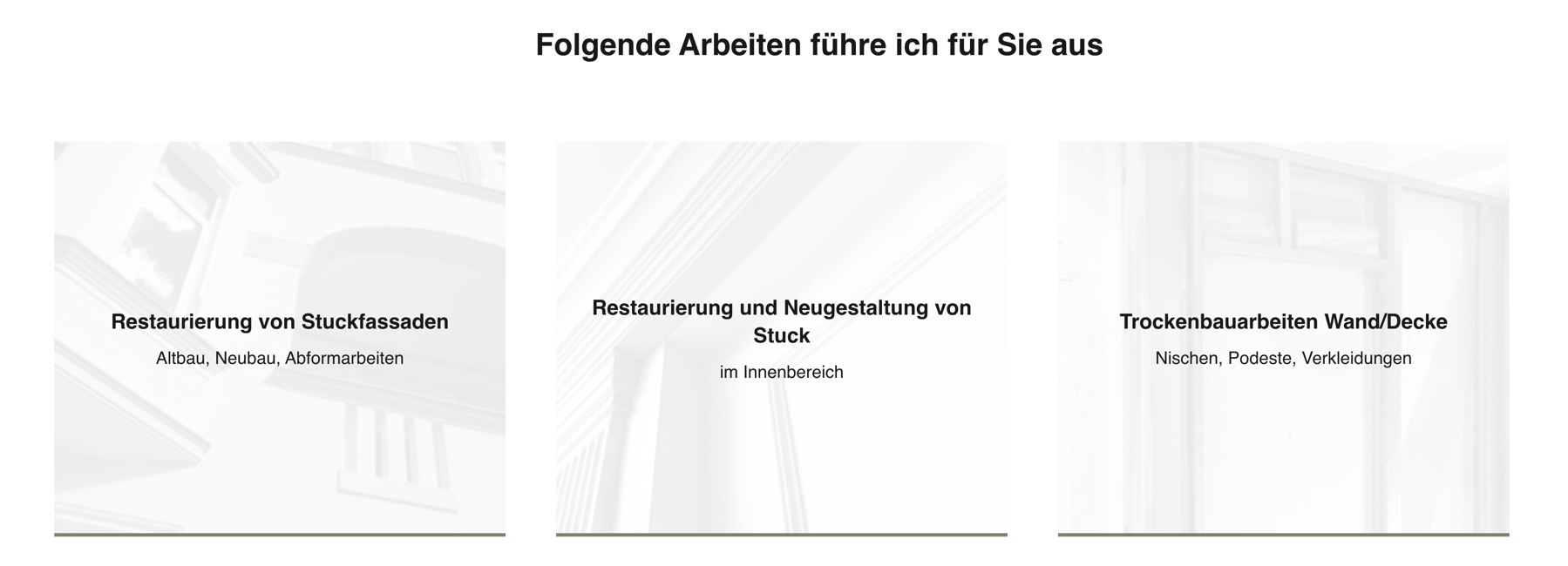 Ausschnitt 1 von 3 der Website von Stuckateurmeister Nino Leist, Hannover