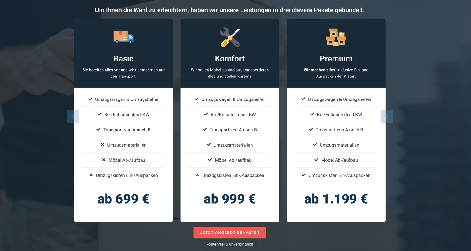 Ausschnitt 6 von 6 der Website von Berliner Umzüge, Berlin