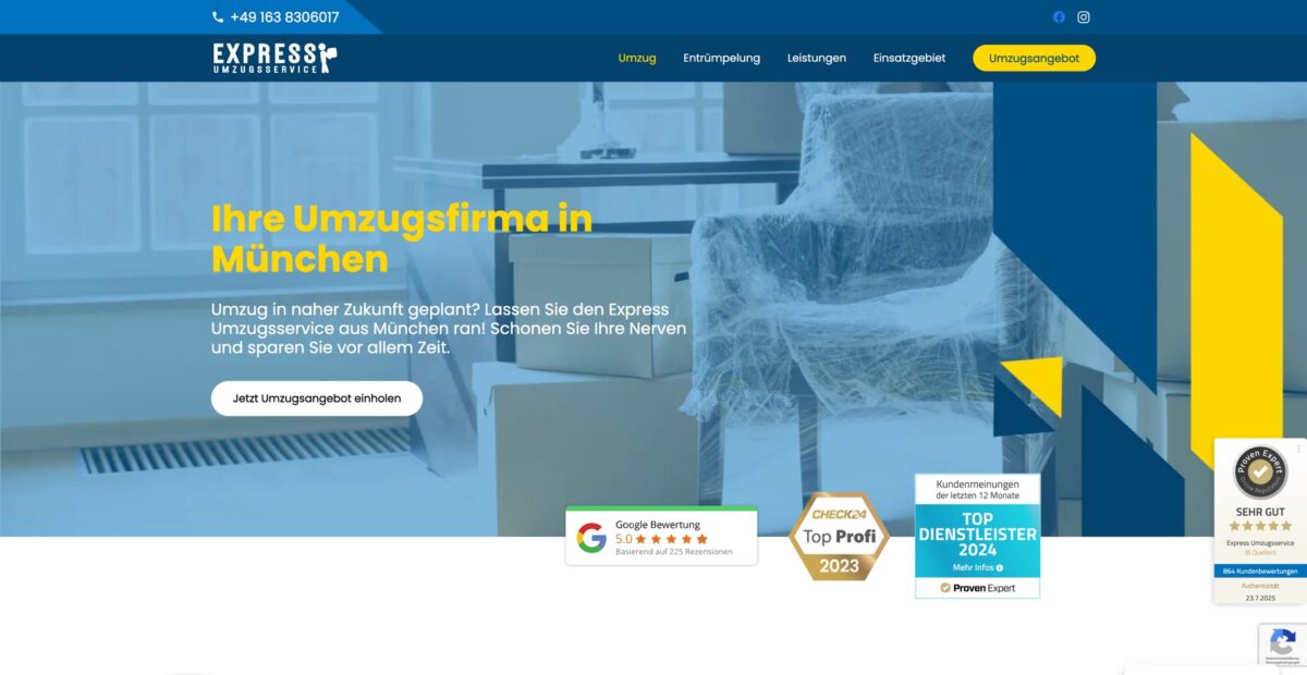 Screenshot der Website