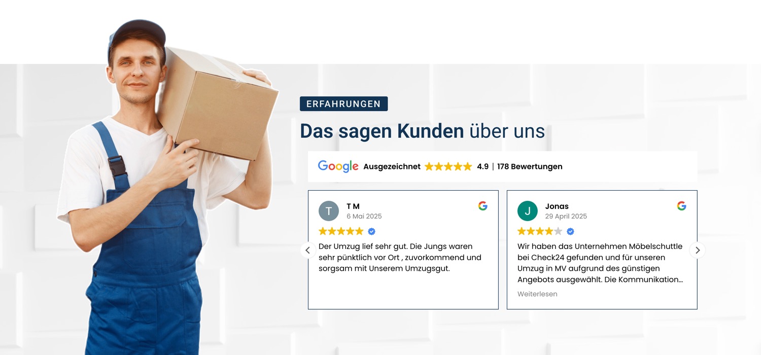 Ausschnitt 2 von 6 der Website von Berliner Umzüge, Berlin