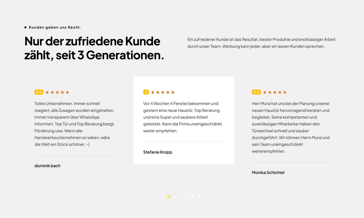 Ausschnitt 4 von 5 der Website von MUNZ Fenster & Türen, Saarbrücken