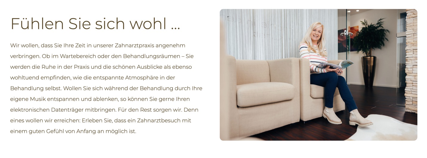 Ausschnitt 3 von 5 der Website von Zahnarzt Dr. Peter Graf, Freiburg im Breisgau