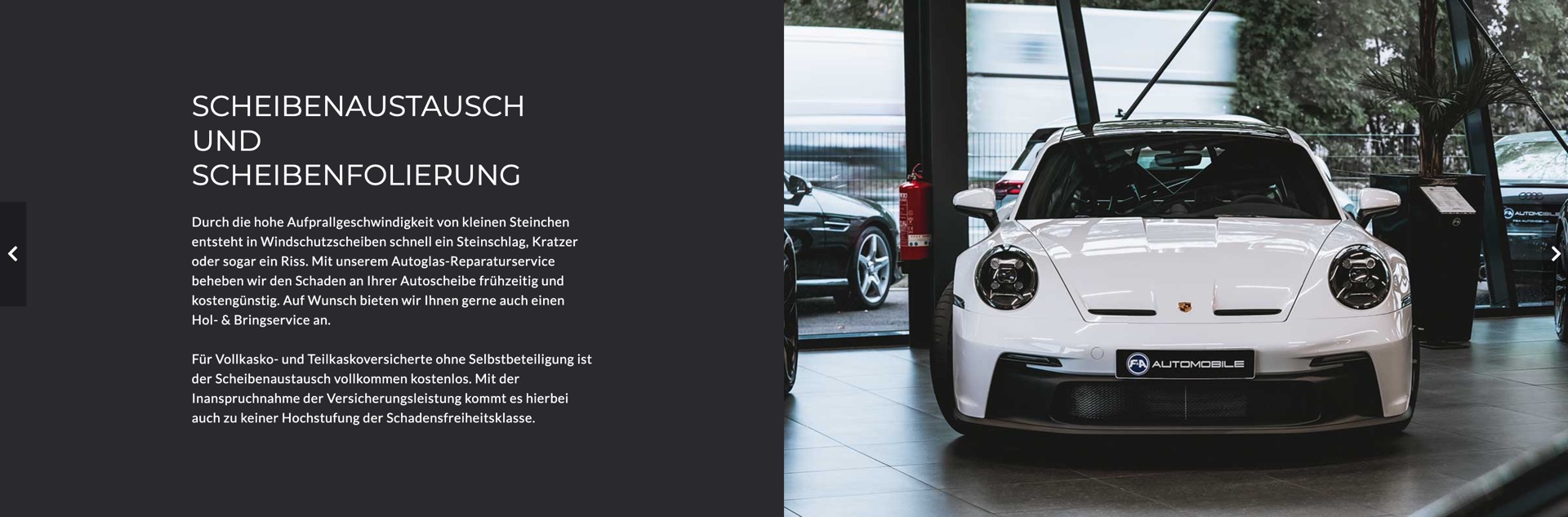 Ausschnitt 4 von 4 der Website von F&A Automobile, Kreis Unna