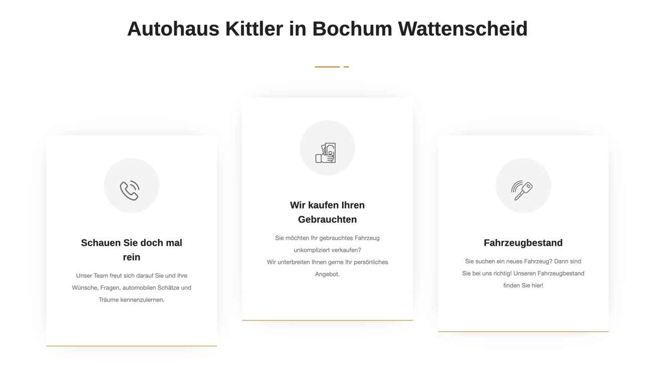 Ausschnitt 1 von 5 der Website von Autohaus Kittler, Bochum