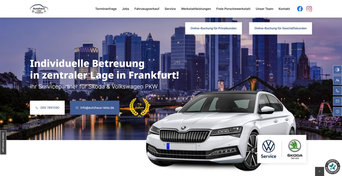 Screenshot der Website