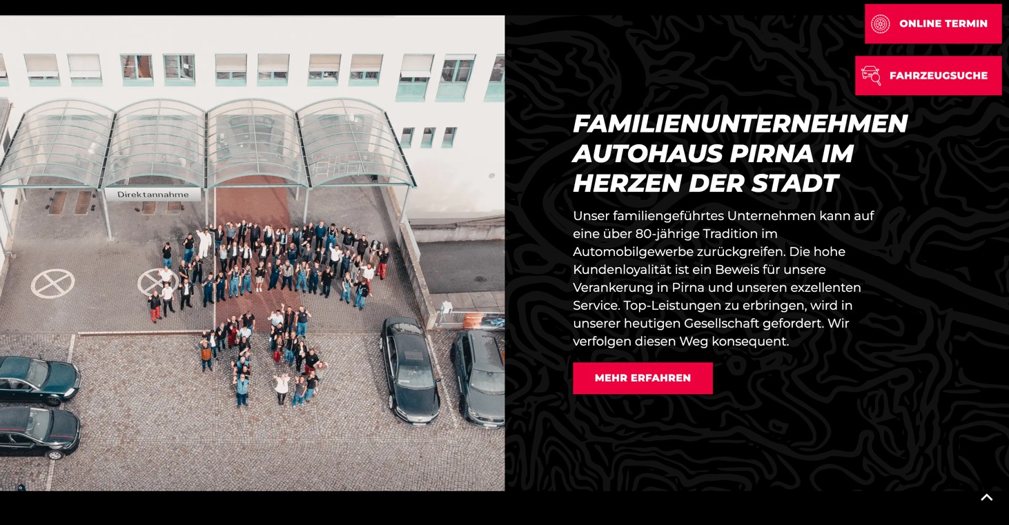 Ausschnitt 4 von 6 der Website von Autohaus Pirna, Landkreis Sächsische Schweiz-Osterzgebirge