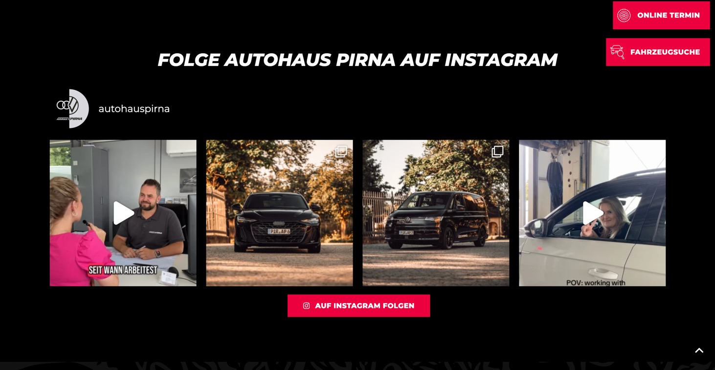 Ausschnitt 5 von 6 der Website von Autohaus Pirna, Landkreis Sächsische Schweiz-Osterzgebirge