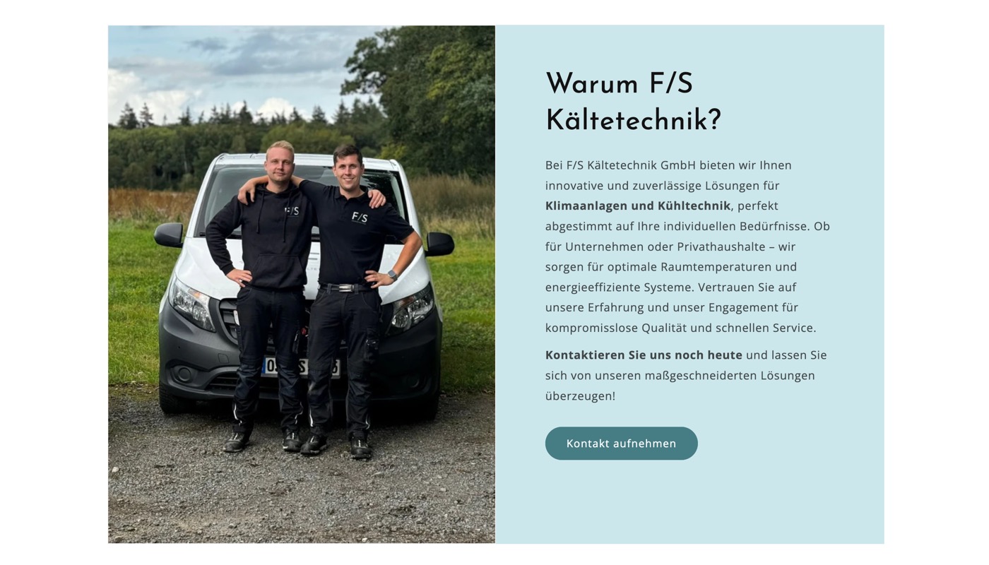 Ausschnitt 1 von 3 der Website von F/S Kältetechnik, Osnabrück