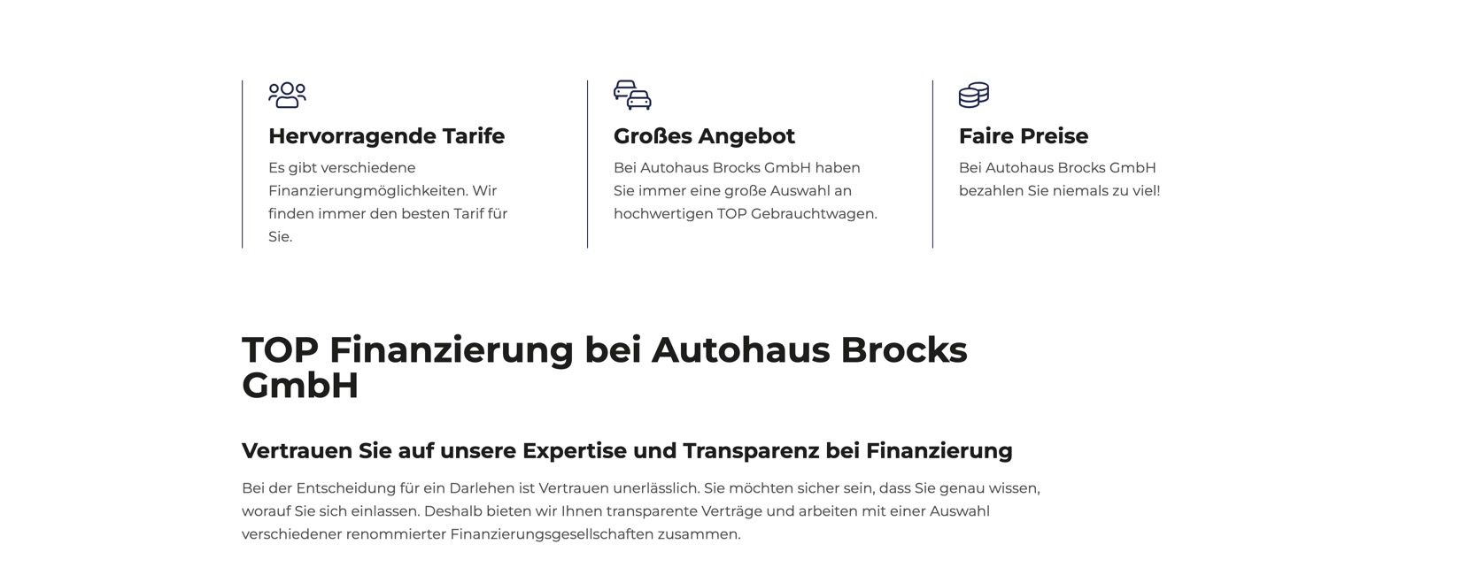 Ausschnitt 4 von 5 der Website von Autohaus Brocks, Landkreis Rostock