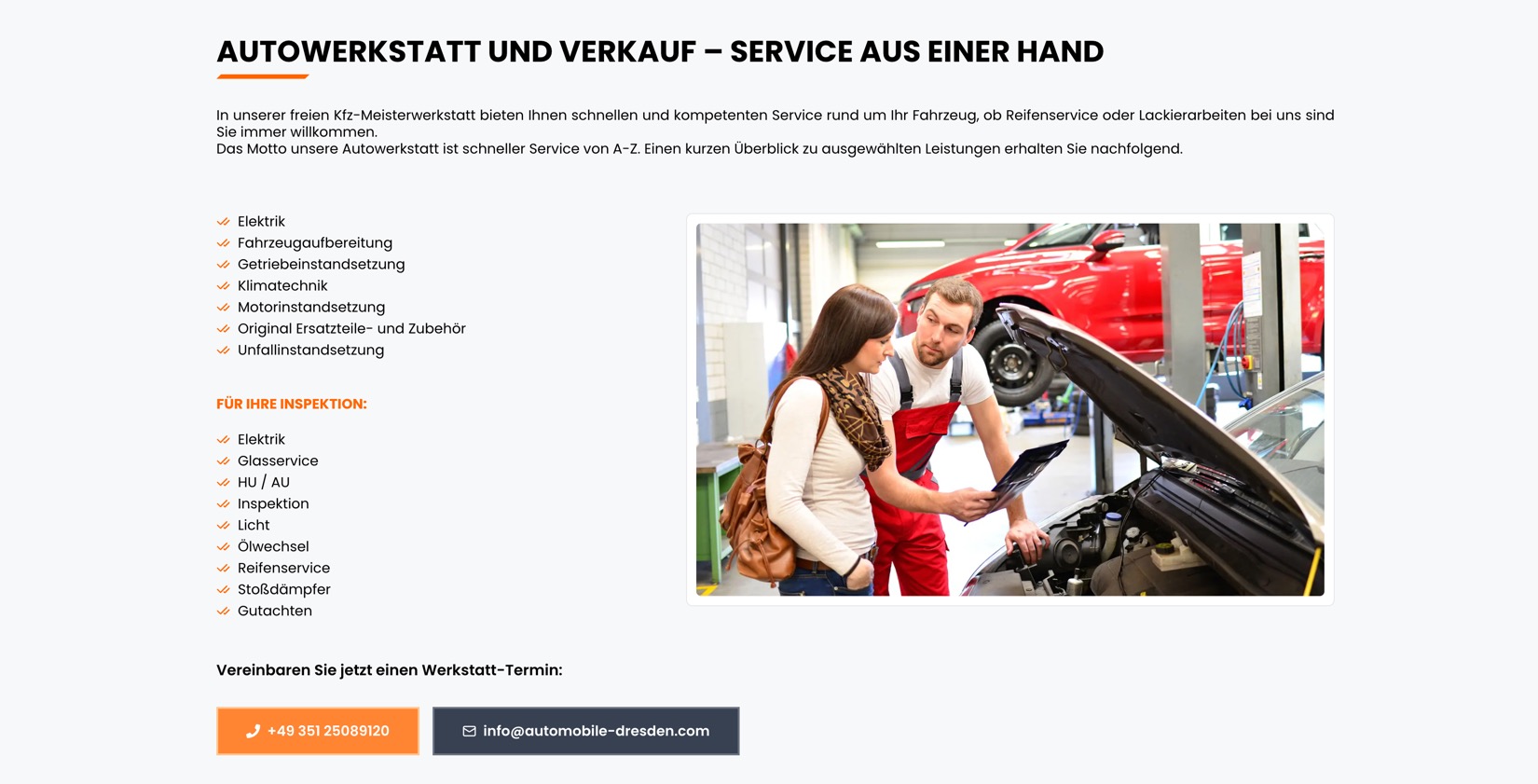 Ausschnitt 6 von 6 der Website von Automobile Dresden-Weißig, Dresden