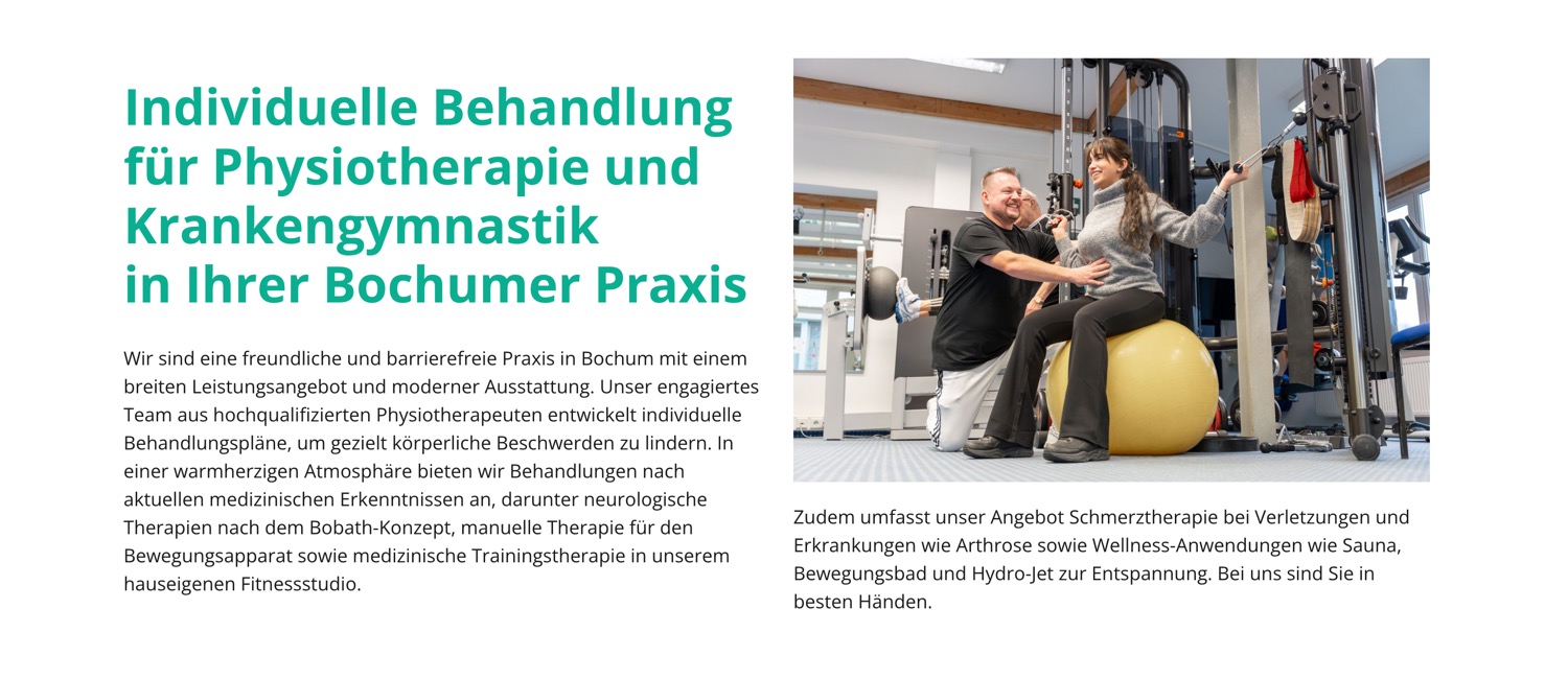 Ausschnitt 1 von 5 der Website von Physiotherapie Michael Schumann, Bochum