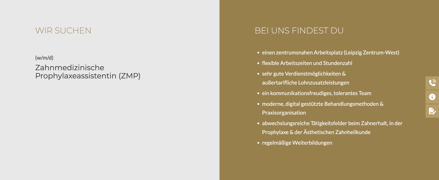 Ausschnitt 3 von 4 der Website von Kuprian Zahnmedizin, Leipzig