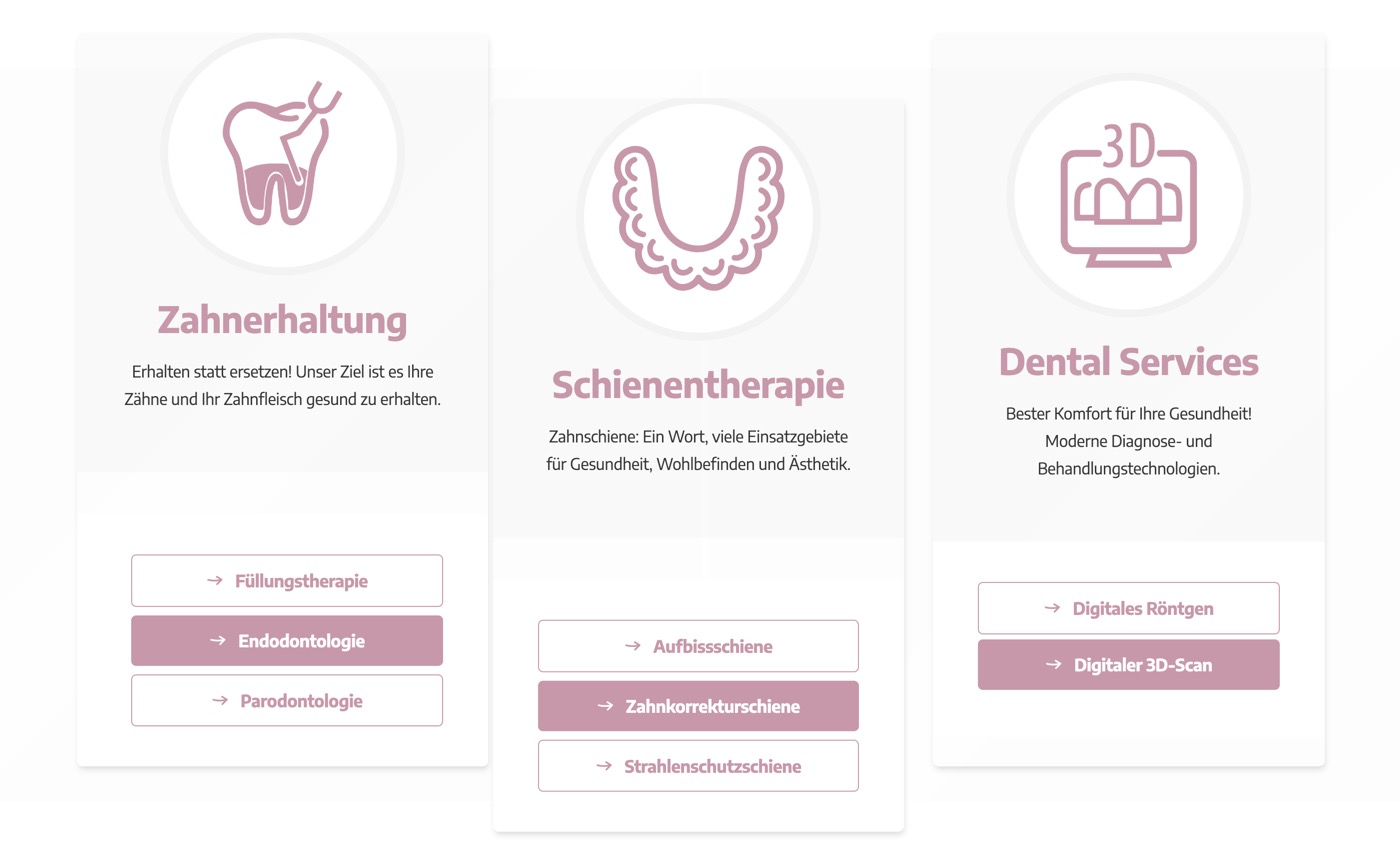 Ausschnitt 3 von 6 der Website von Dental Corner, Frankfurt am Main
