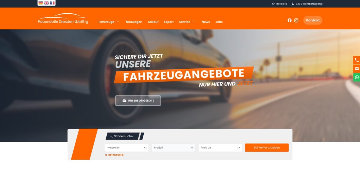 Screenshot der Website