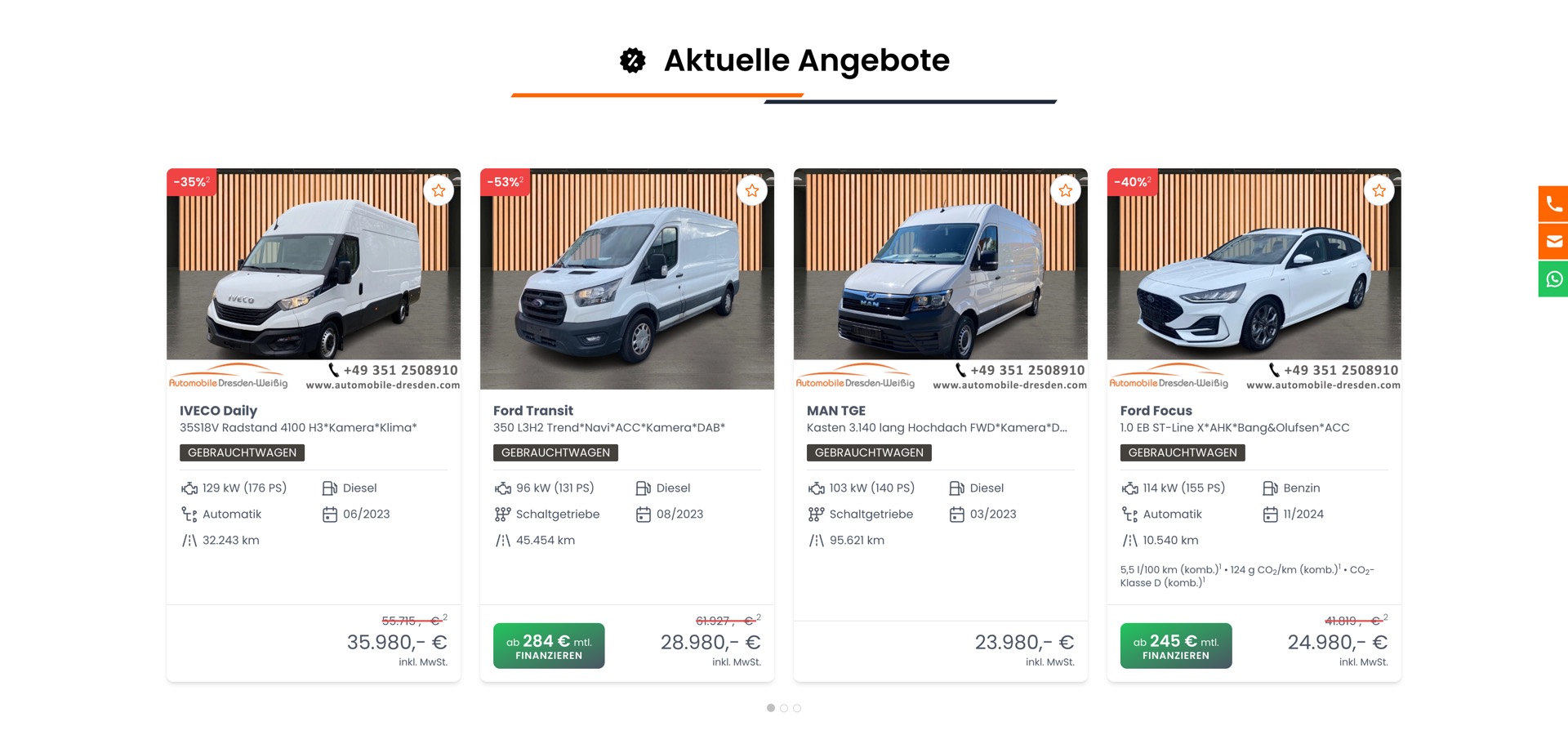 Ausschnitt 3 von 6 der Website von Automobile Dresden-Weißig, Dresden