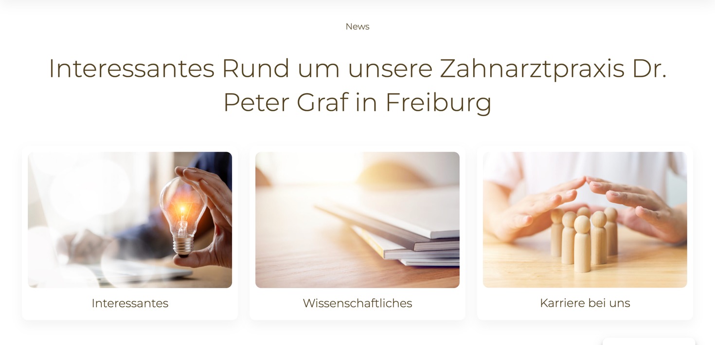 Ausschnitt 2 von 5 der Website von Zahnarzt Dr. Peter Graf, Freiburg im Breisgau