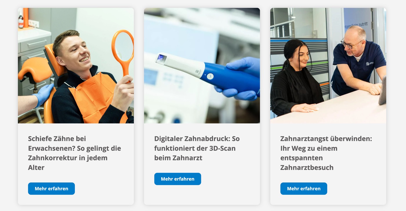 Ausschnitt 4 von 6 der Website von Zahnärzte Ulm, Ulm