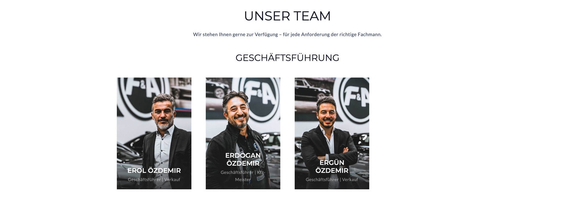 Ausschnitt 3 von 4 der Website von F&A Automobile, Kreis Unna