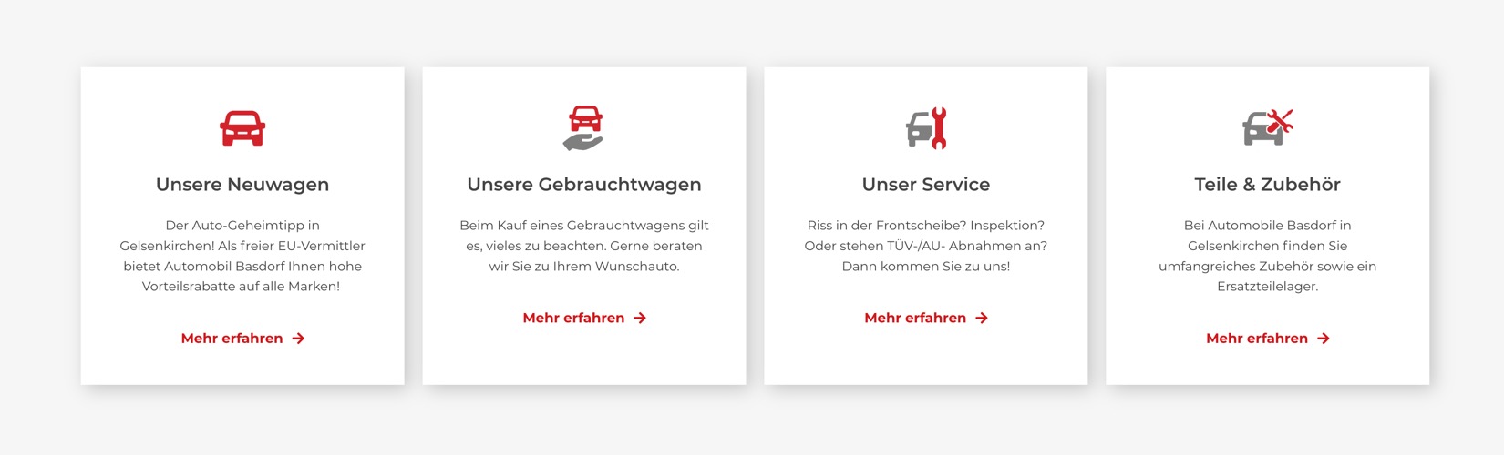 Ausschnitt 1 von 4 der Website von Automobile Basdorf, Gelsenkirchen
