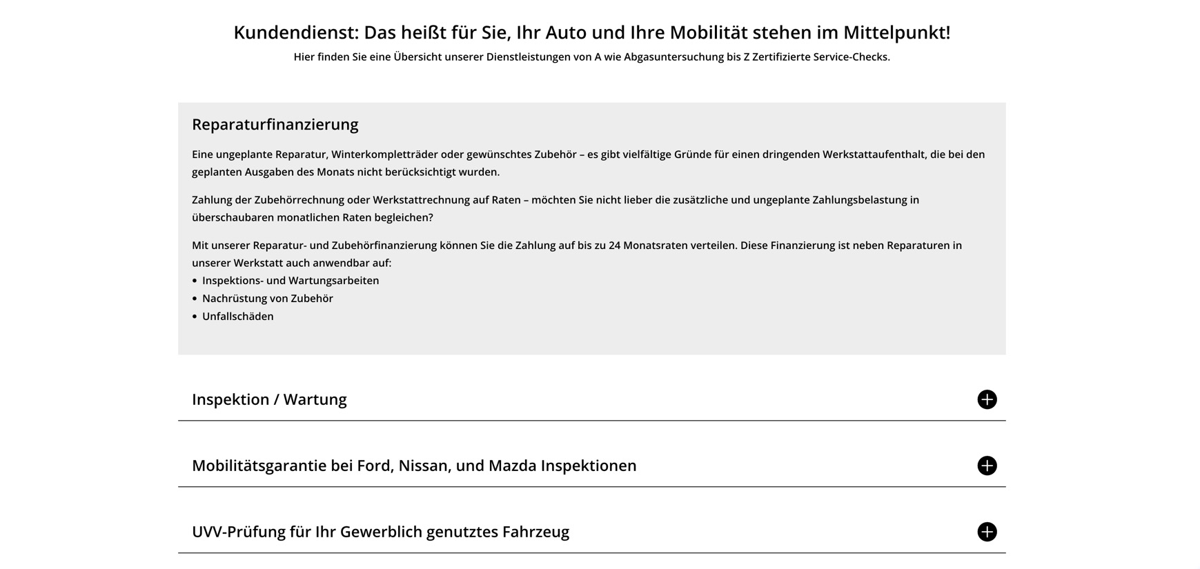 Ausschnitt 4 von 4 der Website von AutoWelt Lutz, Landkreis Fürstenfeldbruck