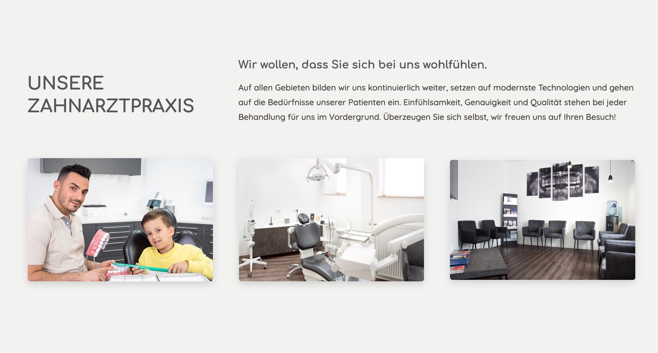 Ausschnitt 2 von 3 der Website von ge.Lacht Zahnarztpraxis Gelsenkirchen, Gelsenkirchen