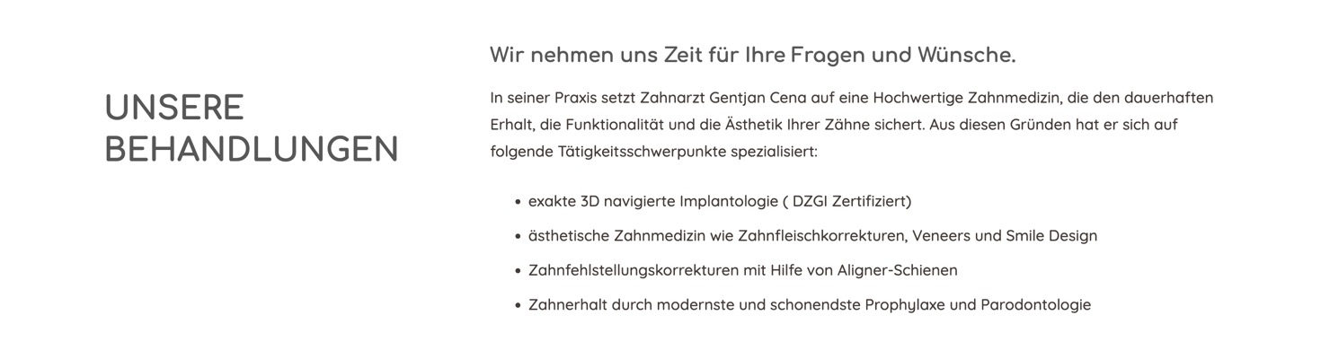 Ausschnitt 3 von 3 der Website von ge.Lacht Zahnarztpraxis Gelsenkirchen, Gelsenkirchen
