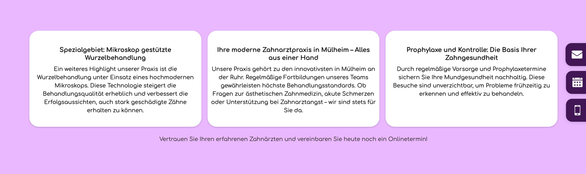 Ausschnitt 2 von 6 der Website von Zahnärzte am Uhlenhorst, Mülheim an der Ruhr